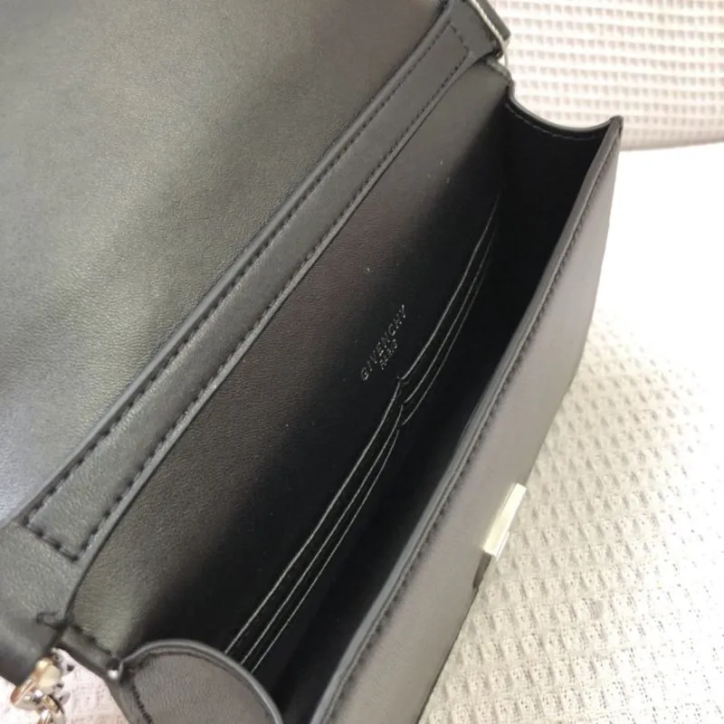 Givenchy Black Leather Chain Satchel Bag H21031 - Image 8