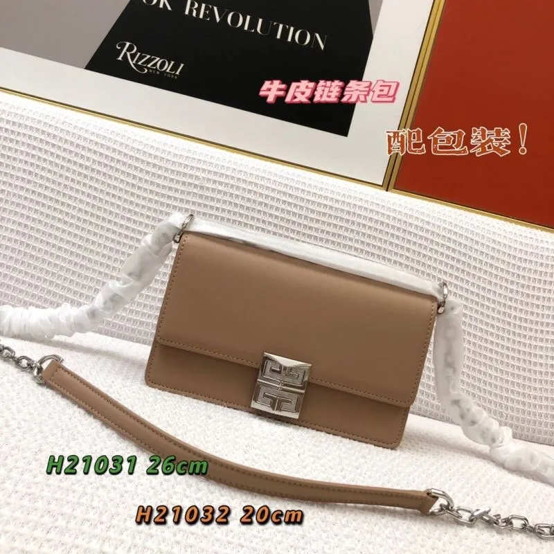 Givenchy Beige Leather Chain Satchel Bag H21031 26cm