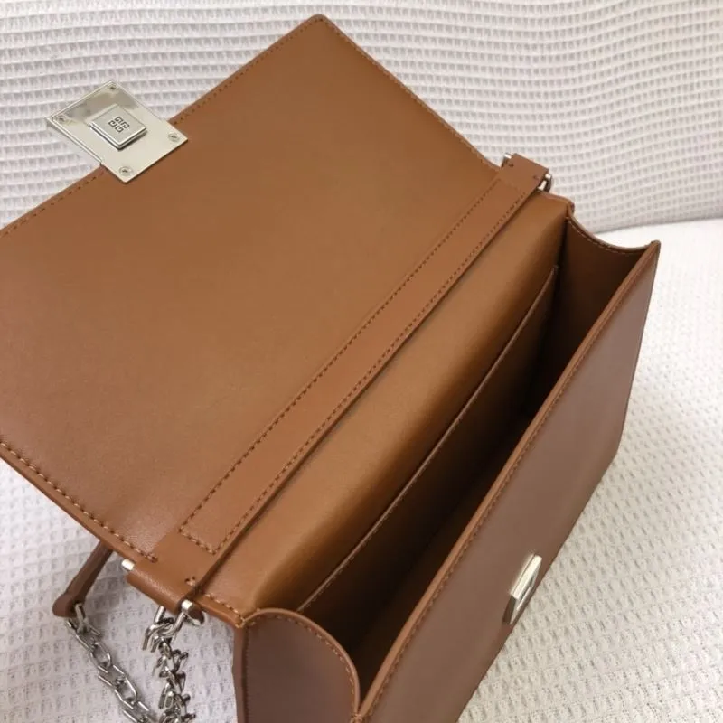 Givenchy Brown Leather Chain Satchel Bag H21031 H21032 - Image 7