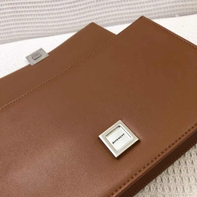 Givenchy Brown Leather Chain Satchel Bag H21031 H21032 - Image 9