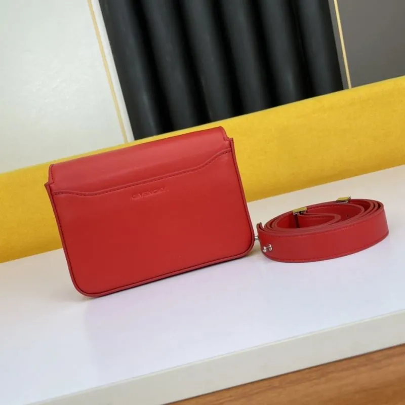 Givenchy Red Leather Satchel Crossbody Bag 113 - Image 3