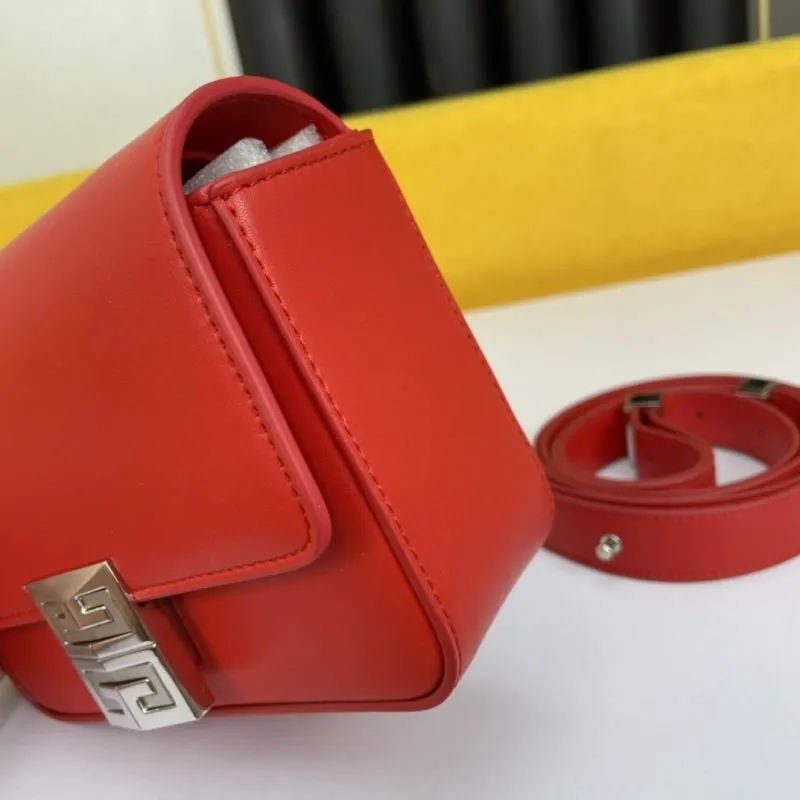 Givenchy Red Leather Satchel Crossbody Bag 113 - Image 7