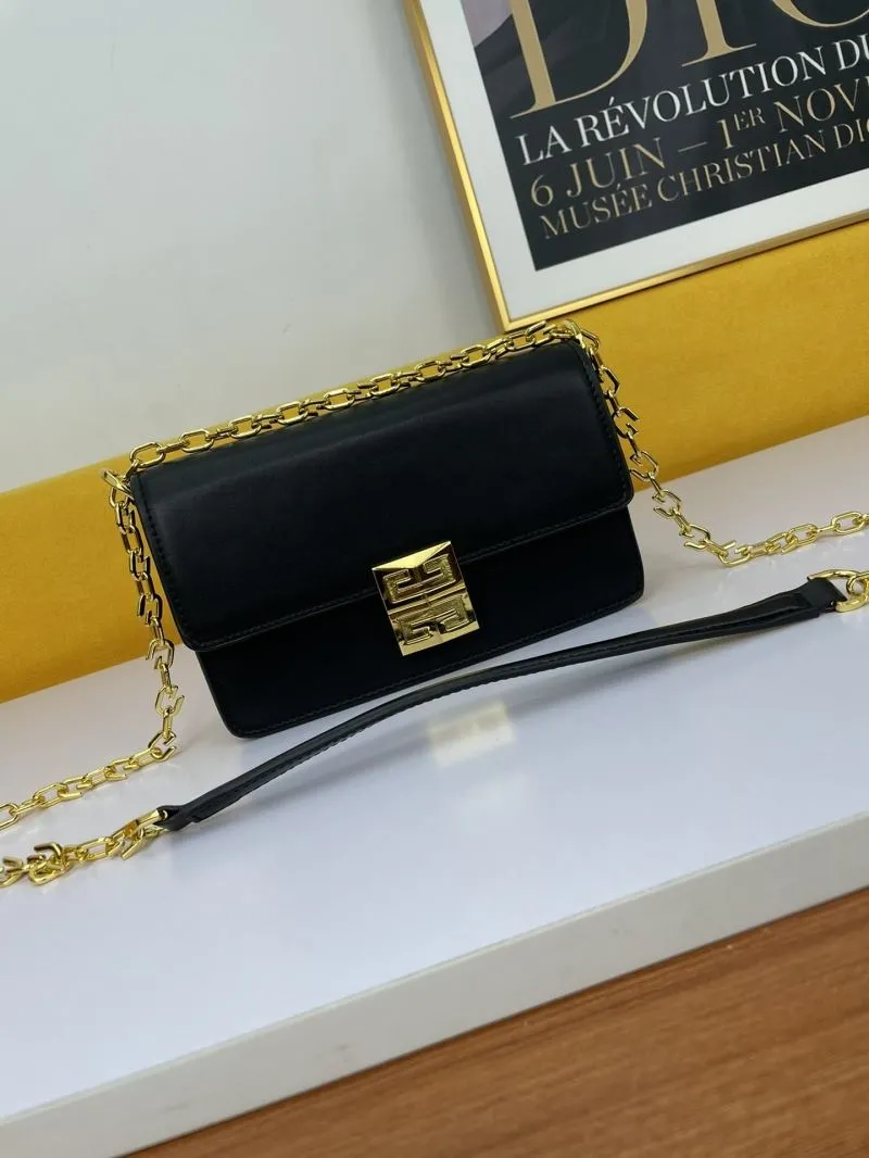 Givenchy Black Leather Chain Satchel Bag