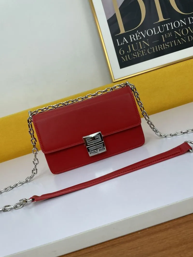 Givenchy Red Leather Chain Satchel Bag