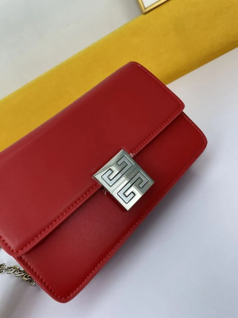 Givenchy Red Leather Chain Satchel Bag - Image 4