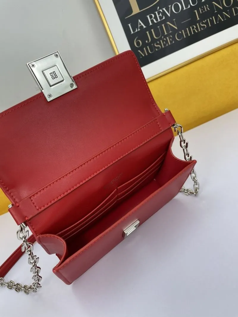 Givenchy Red Leather Chain Satchel Bag - Image 7