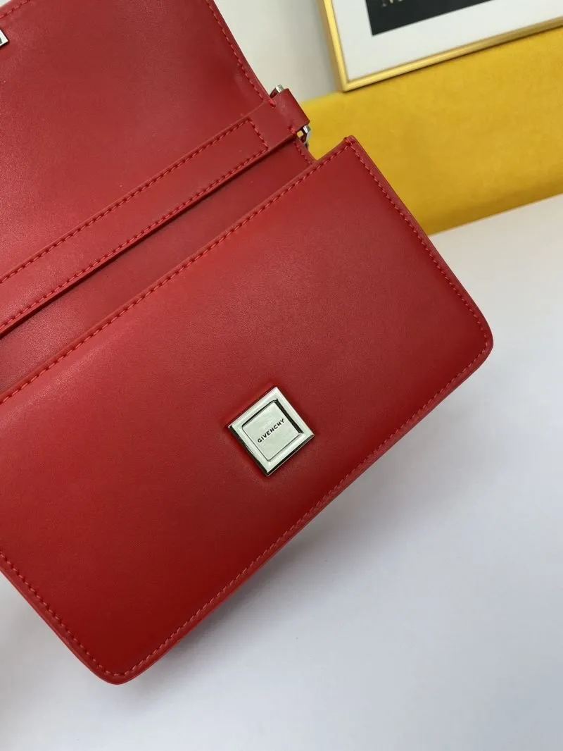 Givenchy Red Leather Chain Satchel Bag - Image 8