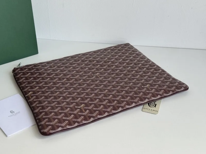 Goyard Brown Zip Clutch Bag - Image 4