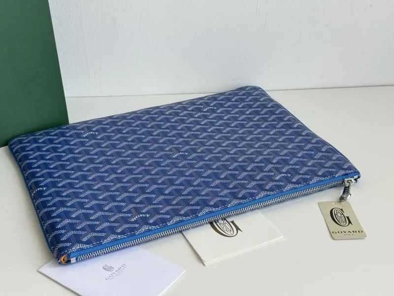 Goyard Blue Zip Clutch Bag - Image 3