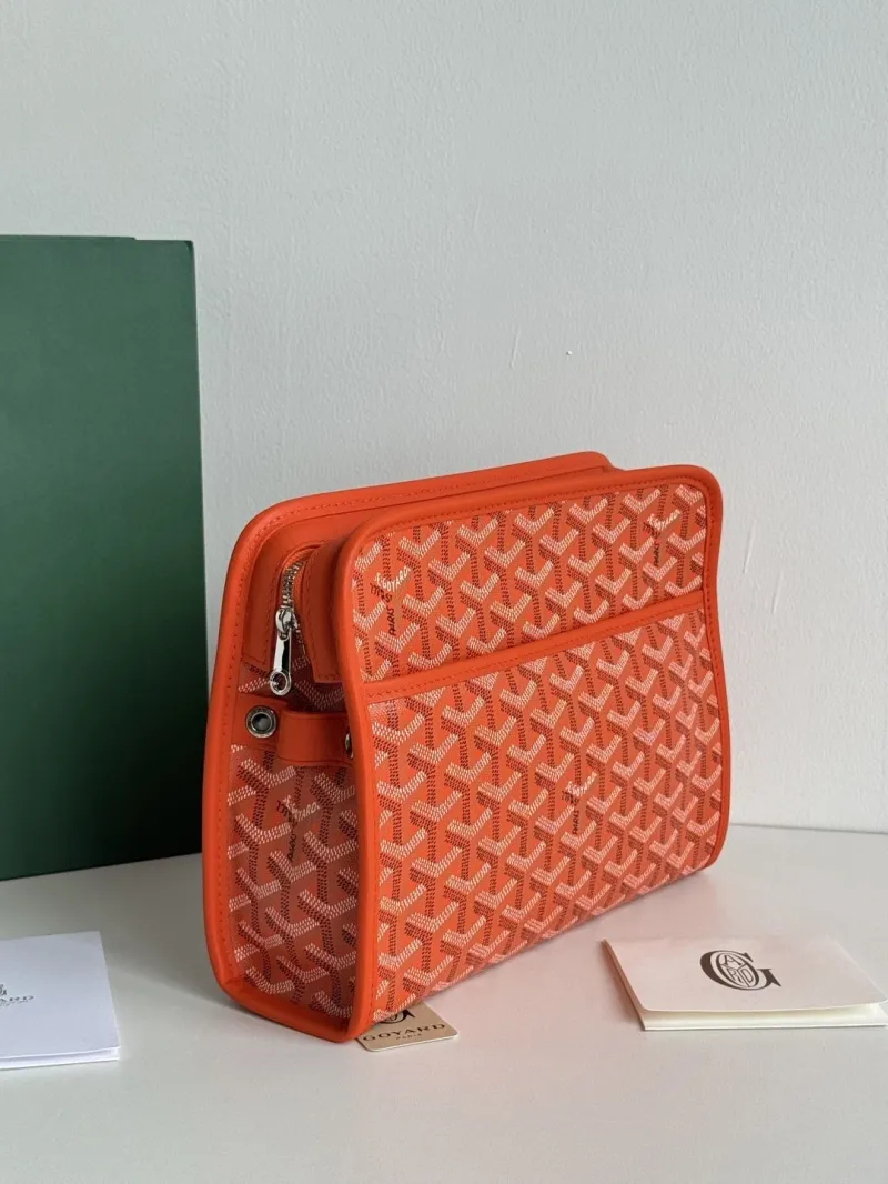Goyard Orange Canvas Clutch Bag - Image 3