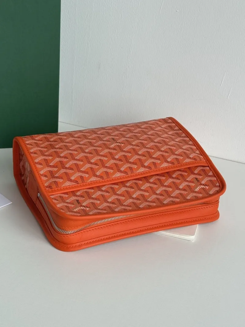 Goyard Orange Canvas Clutch Bag - Image 5
