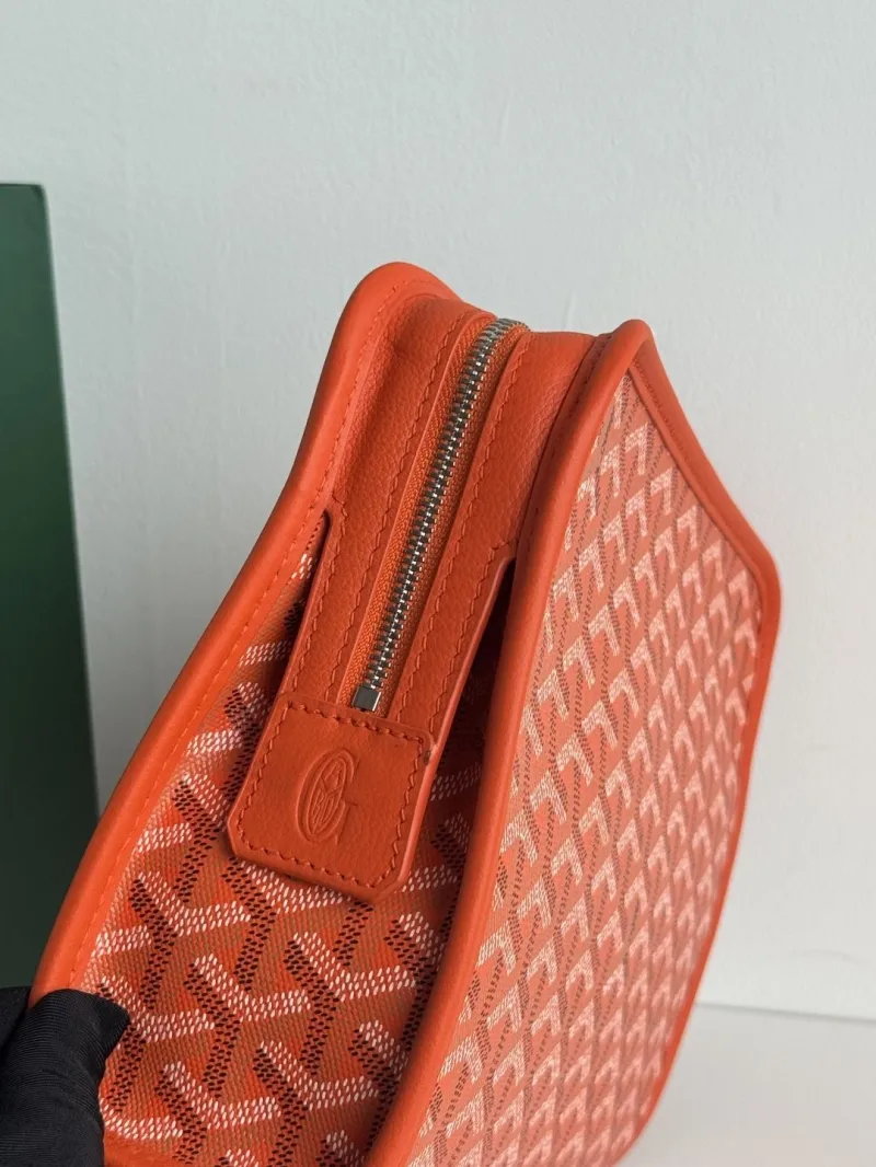 Goyard Orange Canvas Clutch Bag - Image 6