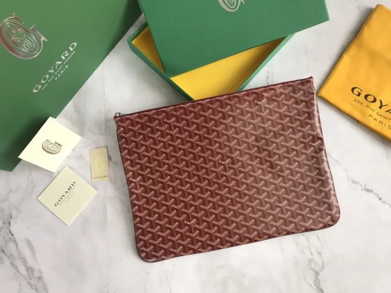 Goyard Burgundy Zip Clutch Bag