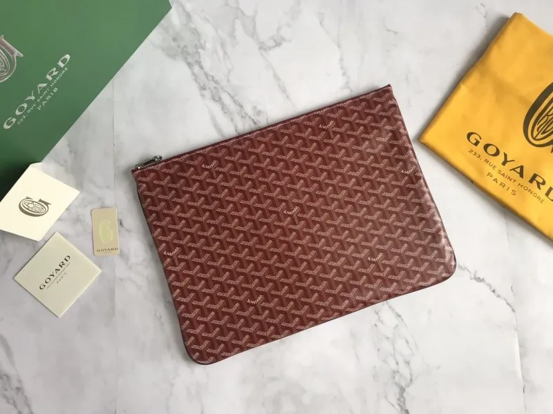 Goyard Burgundy Zip Clutch Bag - Image 8