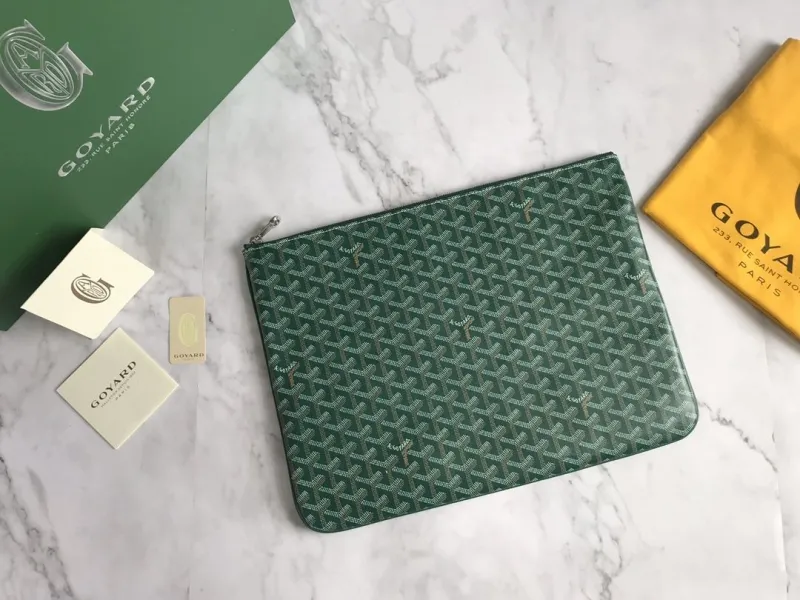 Goyard Green Zip Clutch Bag - Image 8