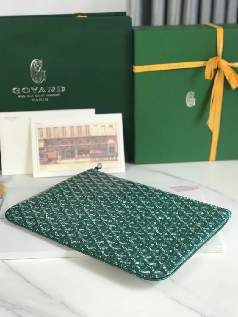 Goyard Green Zip Clutch Bag - Image 4