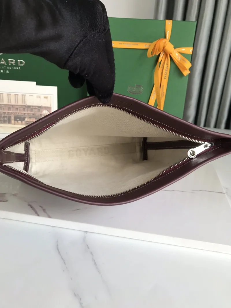 Goyard Burgundy Leather Clutch Bag - Image 8