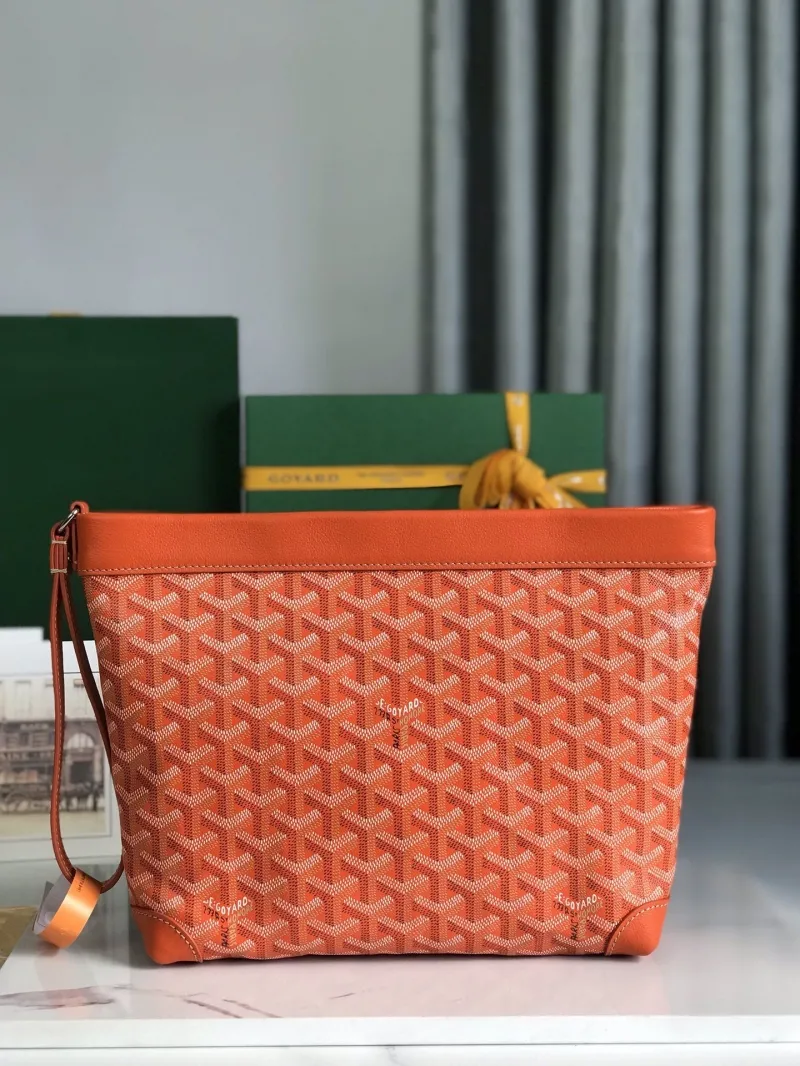 Goyard Orange Canvas Clutch Bag