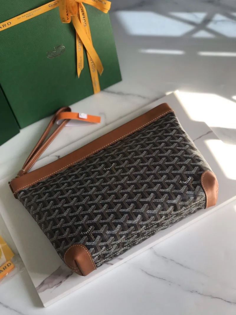 Goyard Signature Pattern Brown Trim Clutch Bag - Image 6