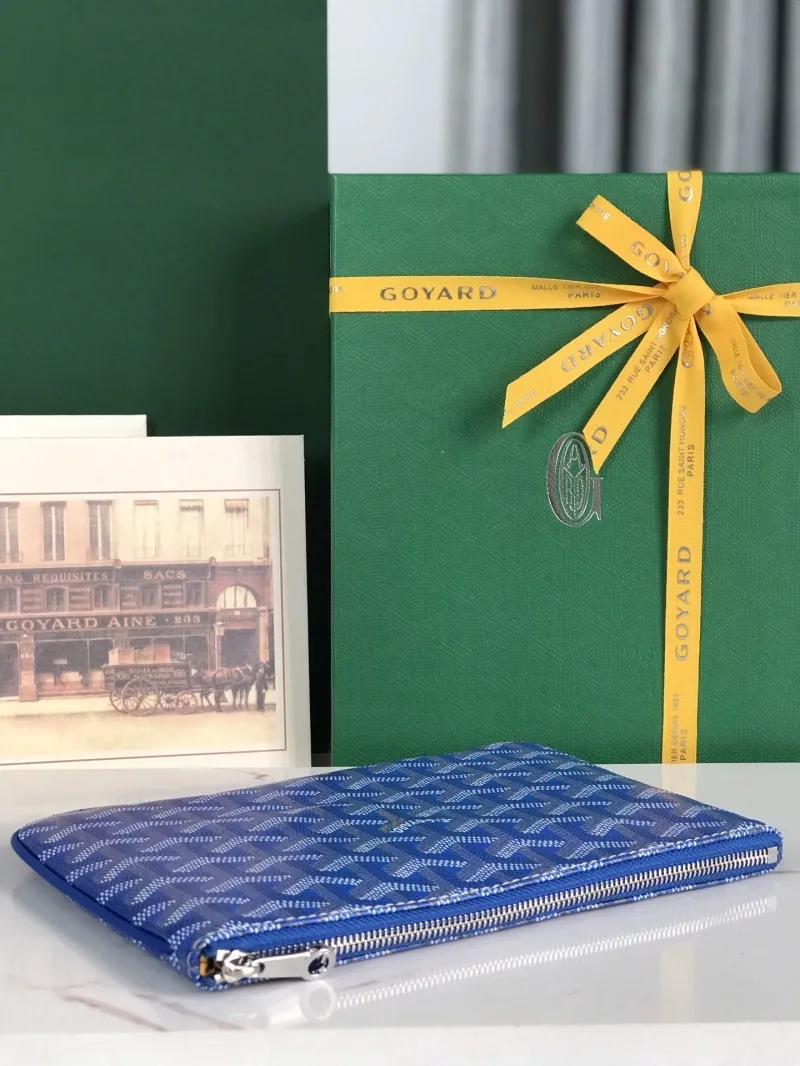 Goyard Blue Zip Clutch Pouch - Image 3