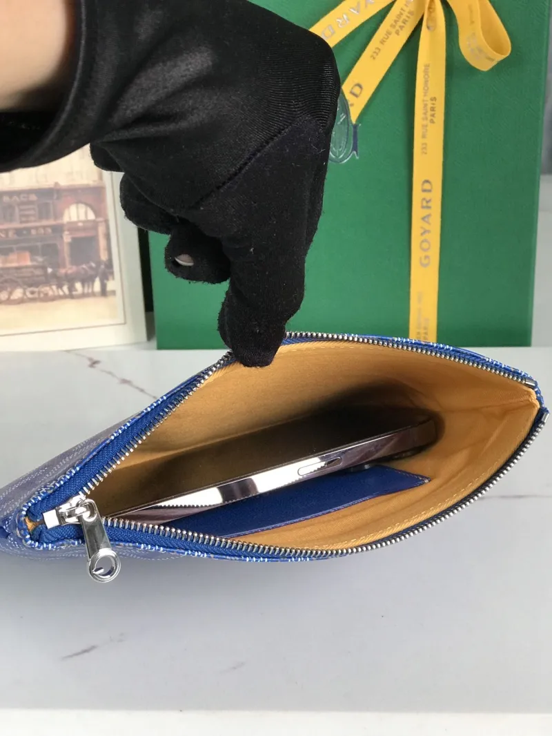 Goyard Blue Zip Clutch Pouch - Image 4