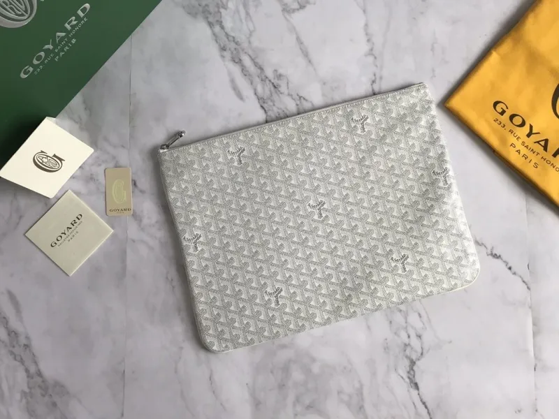 Goyard White Monogram Zip Clutch Bag - Image 9