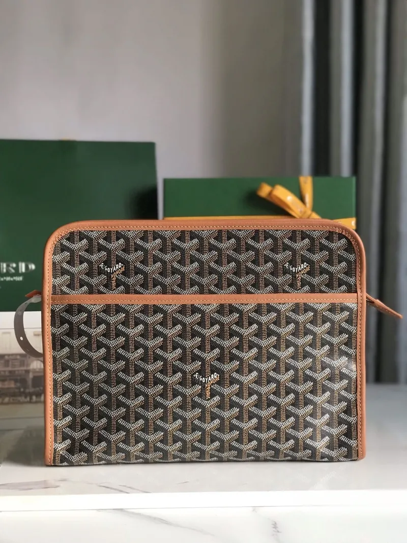 Goyard Black and Tan Clutch Bag