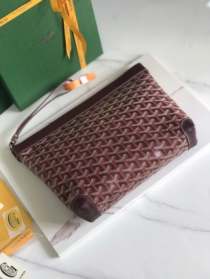 Goyard Burgundy Leather Clutch Bag - Image 6