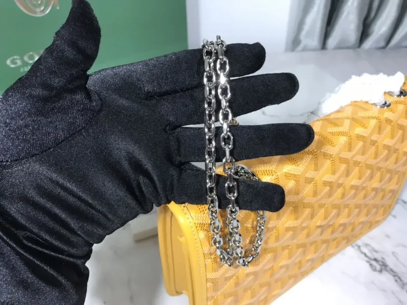 Goyard Yellow Chain Clutch Bag - Image 3