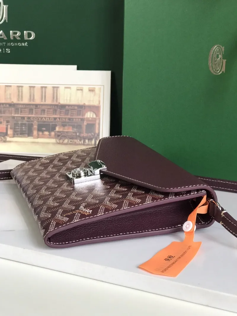 Goyard Burgundy Crossbody Satchel Bag - Image 3