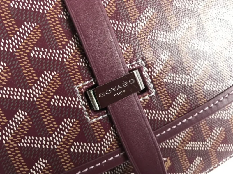 Goyard Burgundy Crossbody Satchel Bag - Image 6