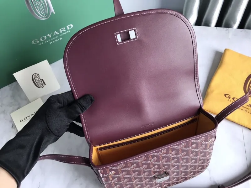 Goyard Burgundy Crossbody Satchel Bag - Image 9
