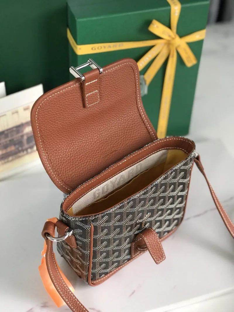 Goyard Brown Monogram Crossbody Satchel Bag - Image 3