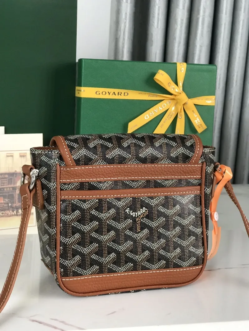 Goyard Brown Monogram Crossbody Satchel Bag - Image 4