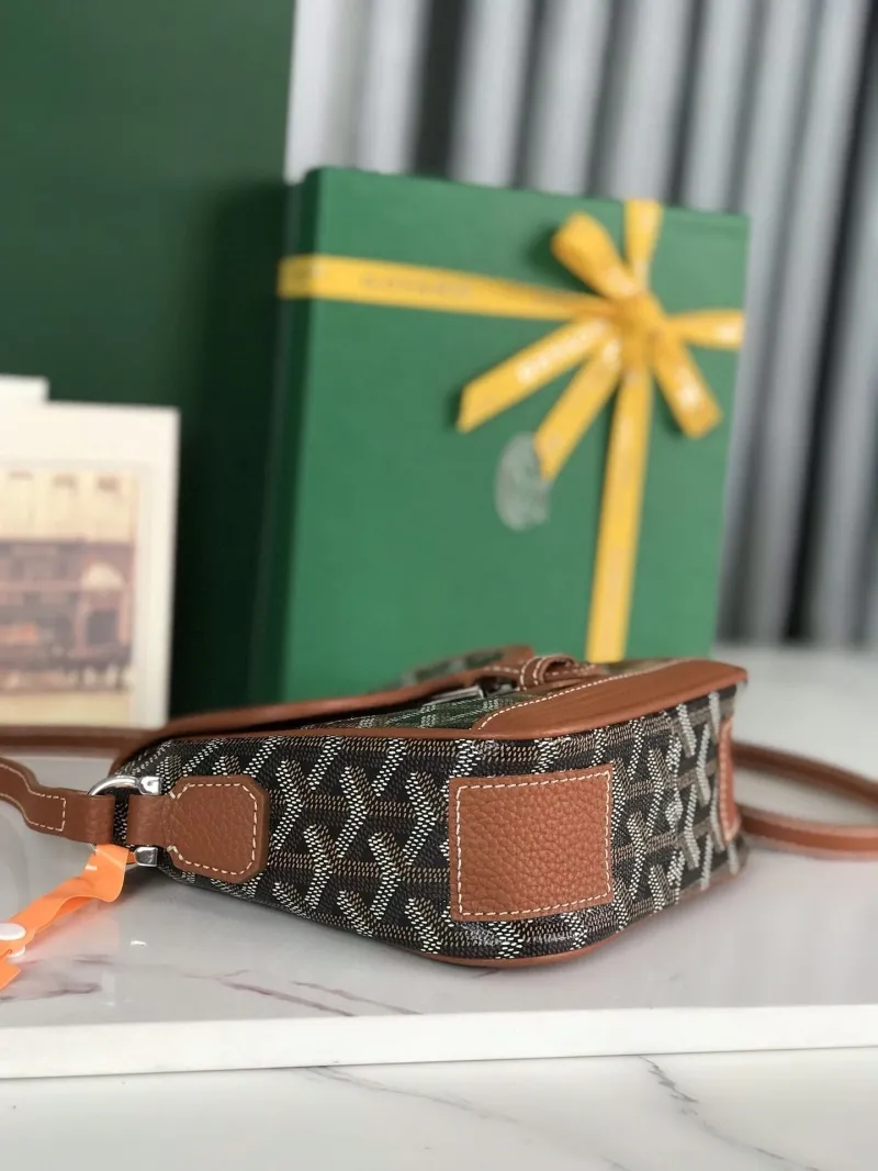 Goyard Brown Monogram Crossbody Satchel Bag - Image 5