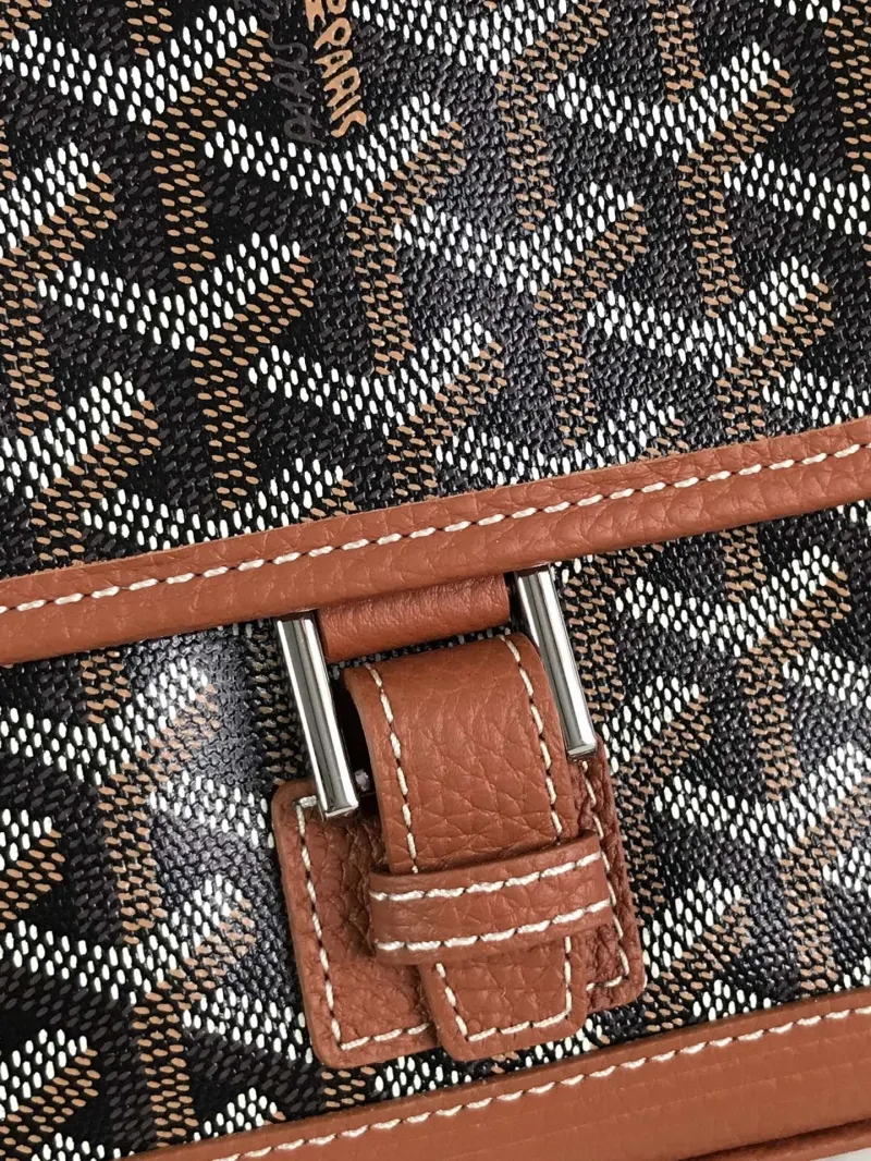 Goyard Brown Monogram Crossbody Satchel Bag - Image 6