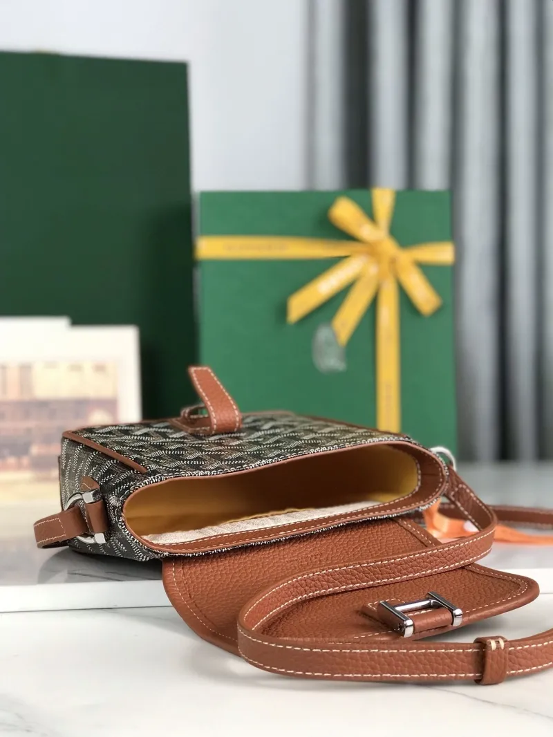 Goyard Brown Monogram Crossbody Satchel Bag - Image 9