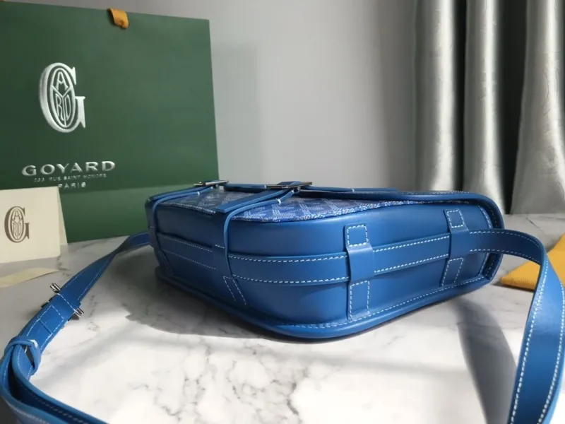 Goyard Blue Crossbody Messenger Satchel Bag - Image 4