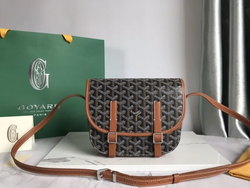 Goyard Black Brown Crossbody Satchel Bag 129