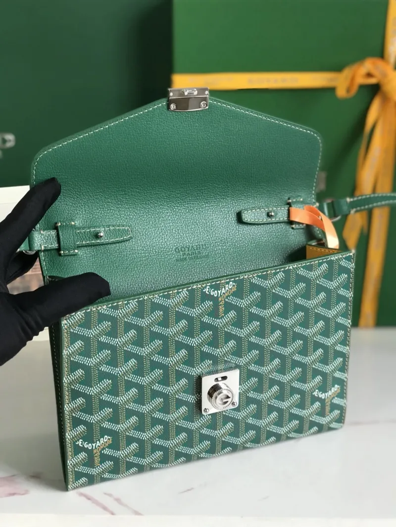 Goyard Green Crossbody Satchel Bag - Image 6