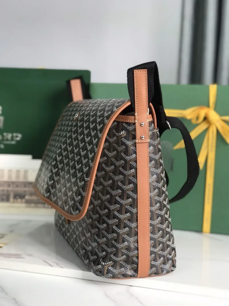 Goyard Black Tan Messenger Satchel Bag 242 - Image 3