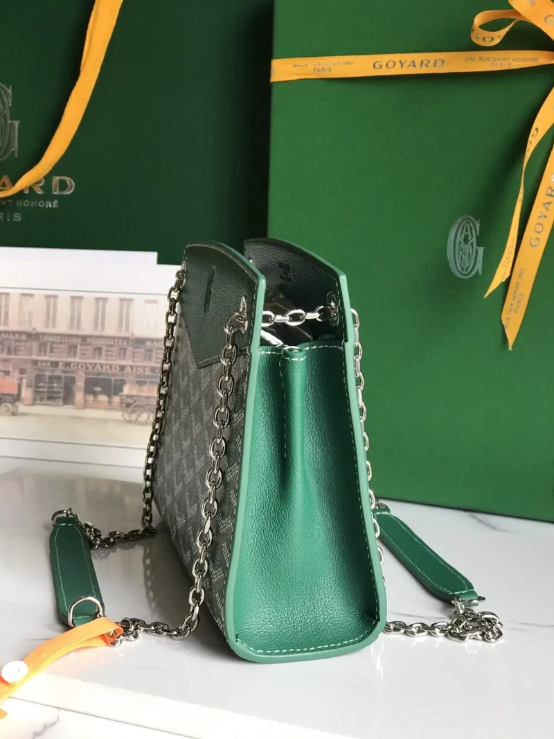 Goyard Green Chain Satchel Bag - Image 4