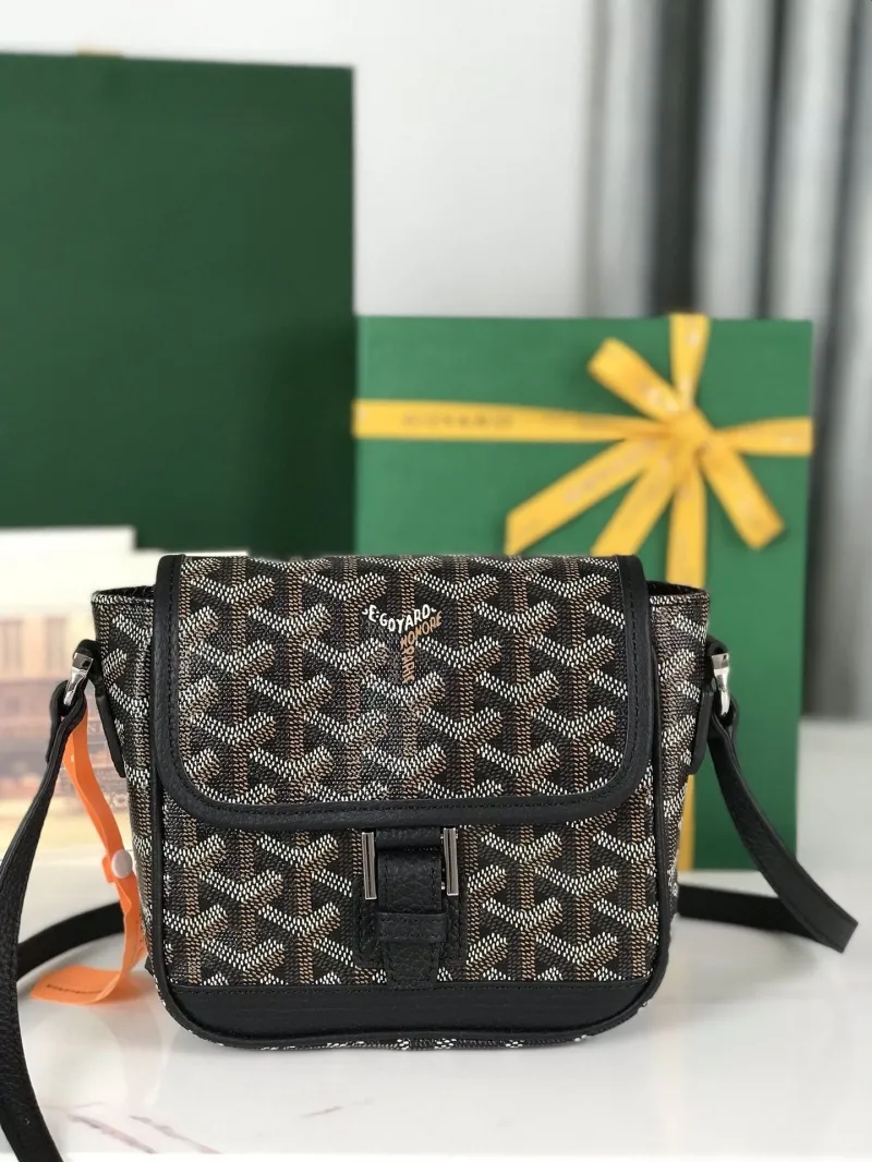 Goyard Black Monogram Crossbody Satchel Bag