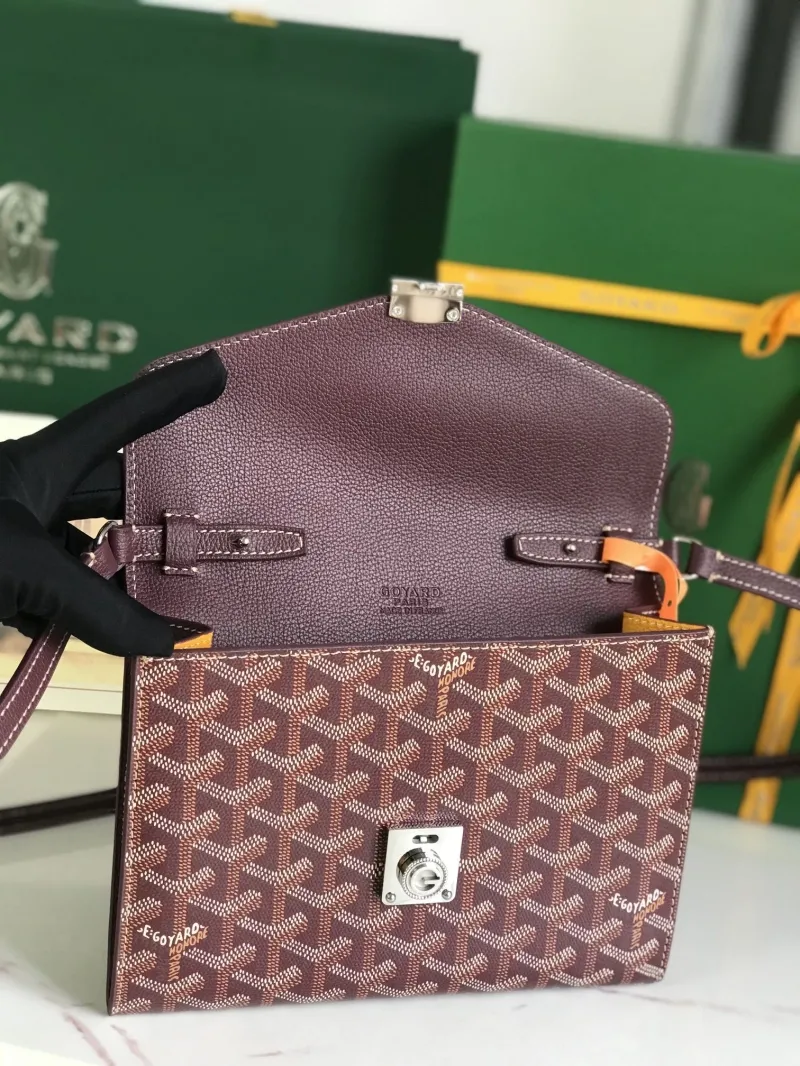 Goyard Burgundy Crossbody Satchel Bag 318 - Image 4
