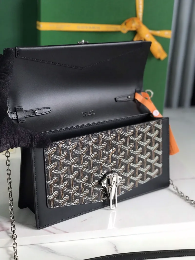 Goyard Black Chain Crossbody Satchel Bag - Image 6