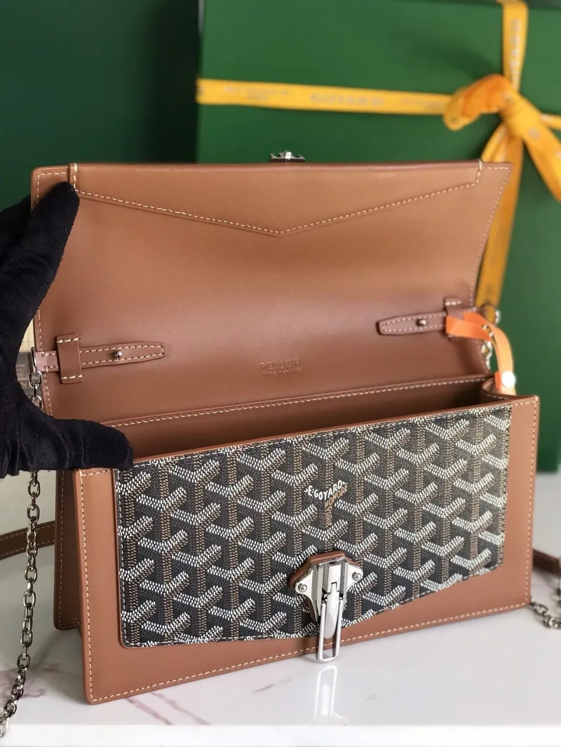 Goyard 322 Brown Monogram Satchel Crossbody Bag - Image 6