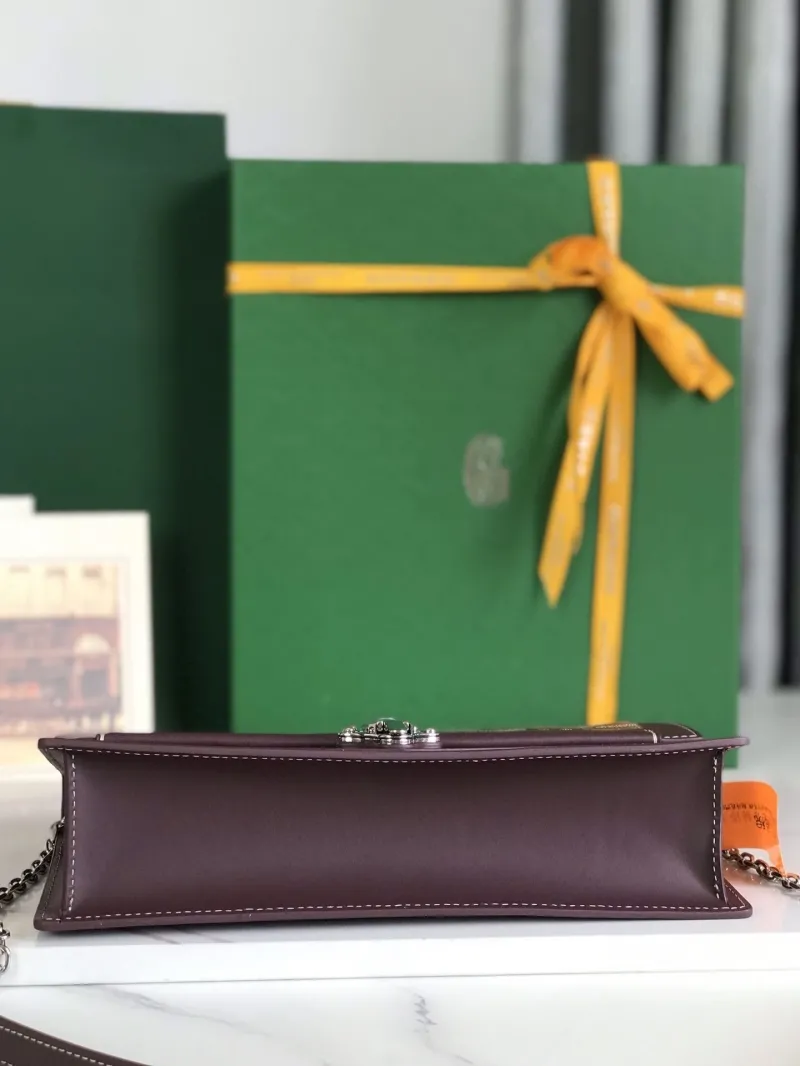Goyard Dark Brown Chain Satchel Bag 328 - Image 3
