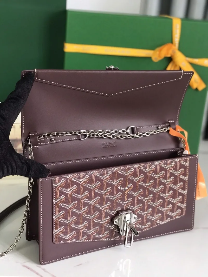 Goyard Dark Brown Chain Satchel Bag 328 - Image 5