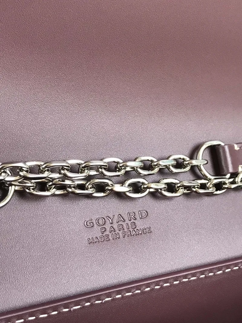 Goyard Dark Brown Chain Satchel Bag 328 - Image 6