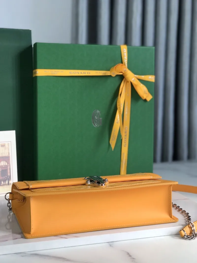 Goyard Yellow Chain Crossbody Satchel Bag - Image 4